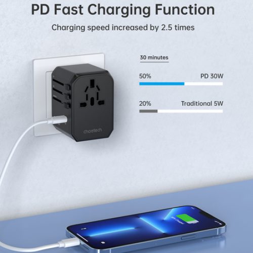 Chotech PD30W C+2A Travel Wall Charger (11)